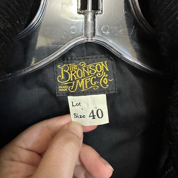 The Bronson Mfg Heritage Corduroy Peacoat Double Breasted Coat Black Retro Sz 40 - Picture 5 of 10